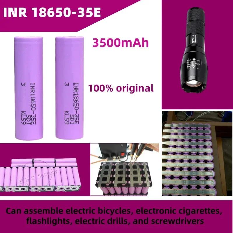 

Free delivery of 100% original rechargeable battery 18650 3500mAh 3.7v 25A discharge INR18650 35E 3500mAh 18650 lithium-ion