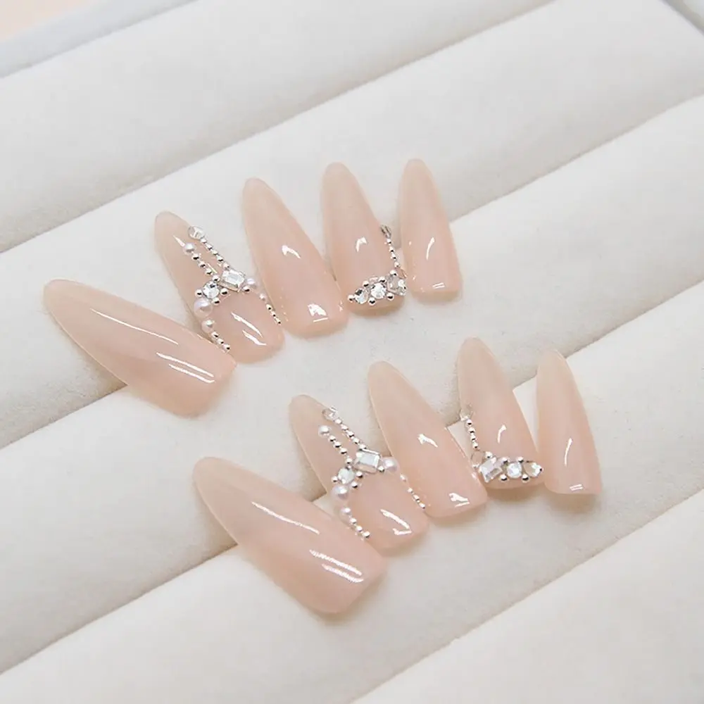 24/30 SZT. Odpinane sztuczne paznokcie 3D z efektem, różowe kokardki, brokatowe sztuczne paznokcie z naklejkami żelowymi, zielone paznokcie w kropelki dla kobiet i dziewcząt