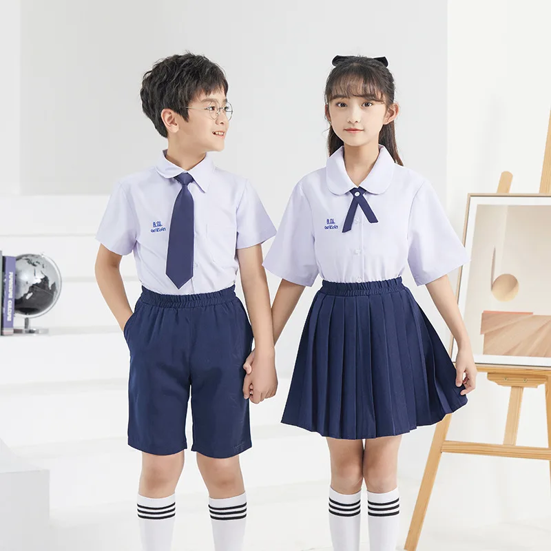 Preppy Style Summer&Spring Uniform Suit, Casual Costume For Kids Students Graduation, Performance And Daily Casual Wear