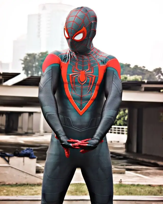 Halloween Miles Morales PS5 Spiderman cosplay Adults  Parker Superhero Cosplay Costume Full Bodysuit Zentai Second Skin Suit