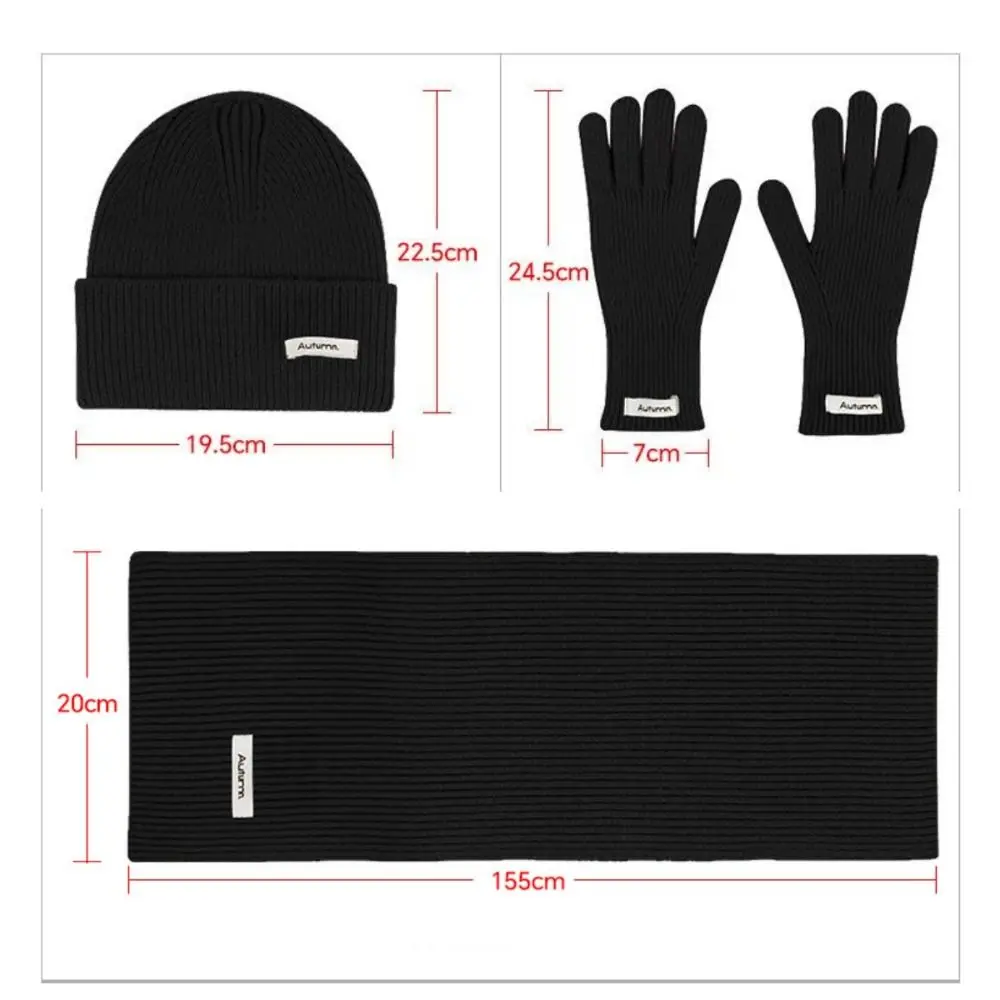 New Red Hat Scarf Gloves Set Warm Cotton Thickened Knitted Woolen Cap New Year Ear Protection Winter Beanie Hats Christmas Gift