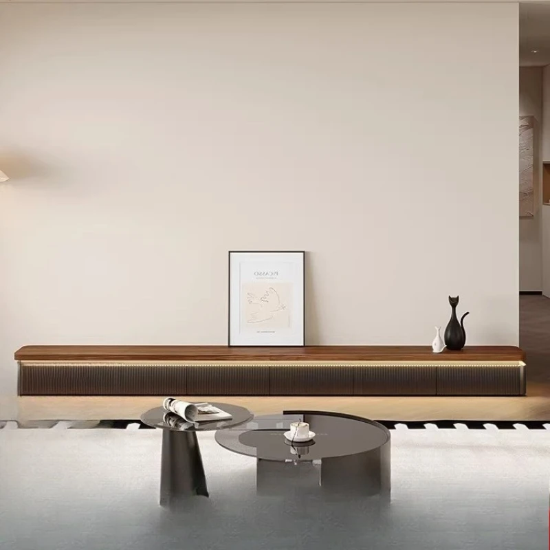 

TV cabinet floor-to-ceiling living room 2025 new home antique TV cabinet walnut retro coffee table combination