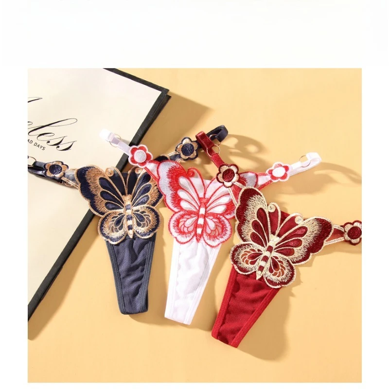 Personalized Fashion Underwear Butterfly Sexy Cute High Beauty Embroidery Adjustable Low Waist New Style Versatile Wholesale