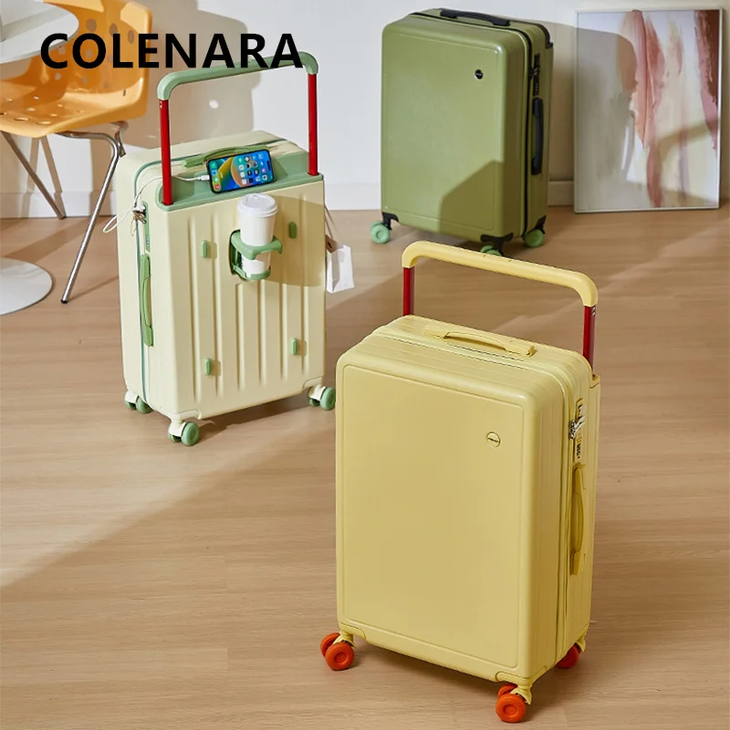 COLENARASuitcase 20 "24" 28 بوصة سعة كبيرة حقيبة تروللي بعجلات ABS + PC الصعود صندوق عربة نوع حقيبة سفر عجلة عالمية الأمتعة #6
