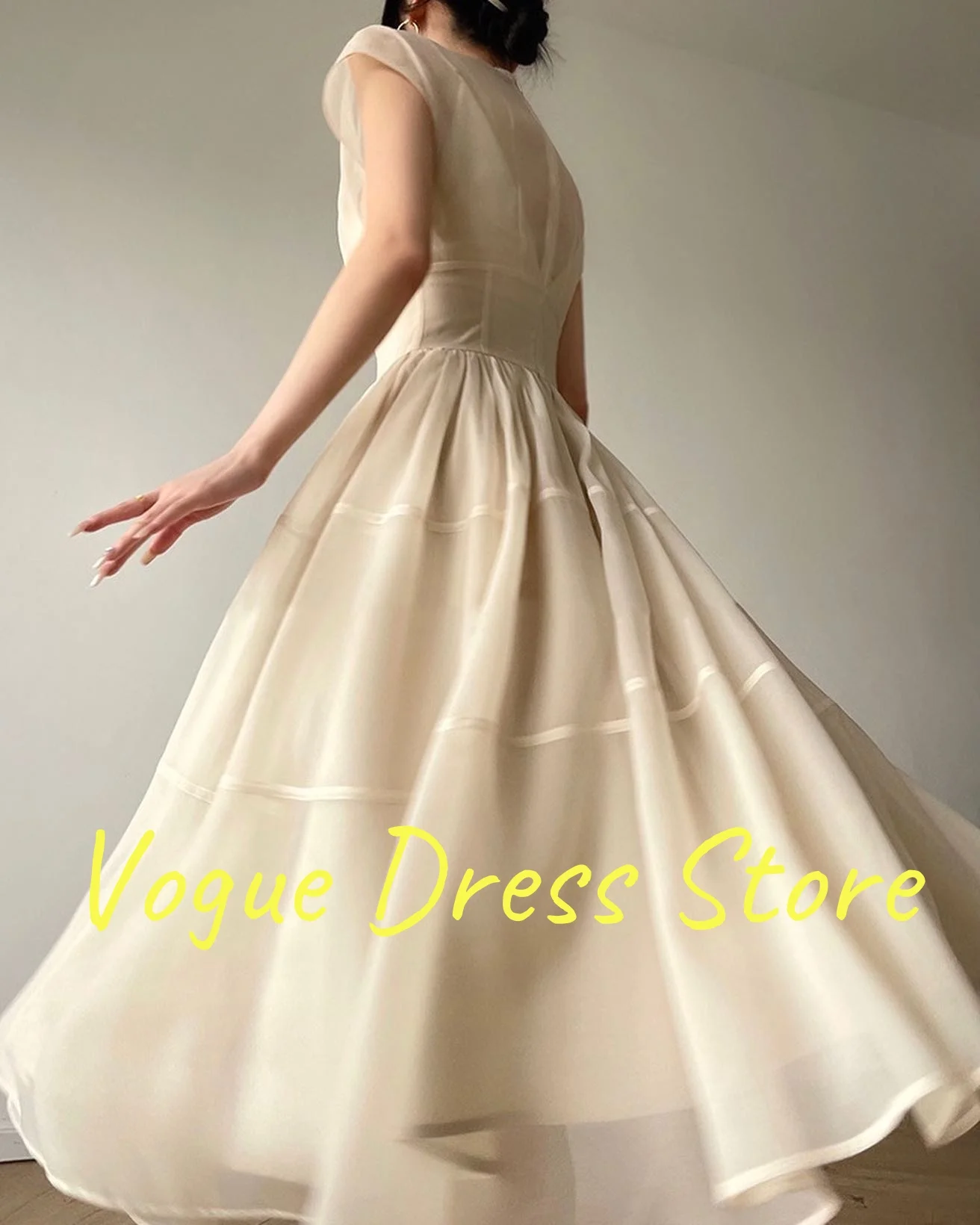 맞춤형 섬세한 Organza 이브닝 드레스 기질 반팔 v 넥 연예인 가운 맞춤 제작 특별 행사