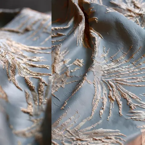 3D Texture Jacquard Fabric Liquid Gold Aqua Blue Chinese Style DIY Curtain Sofa Apparel Design Luxury Material