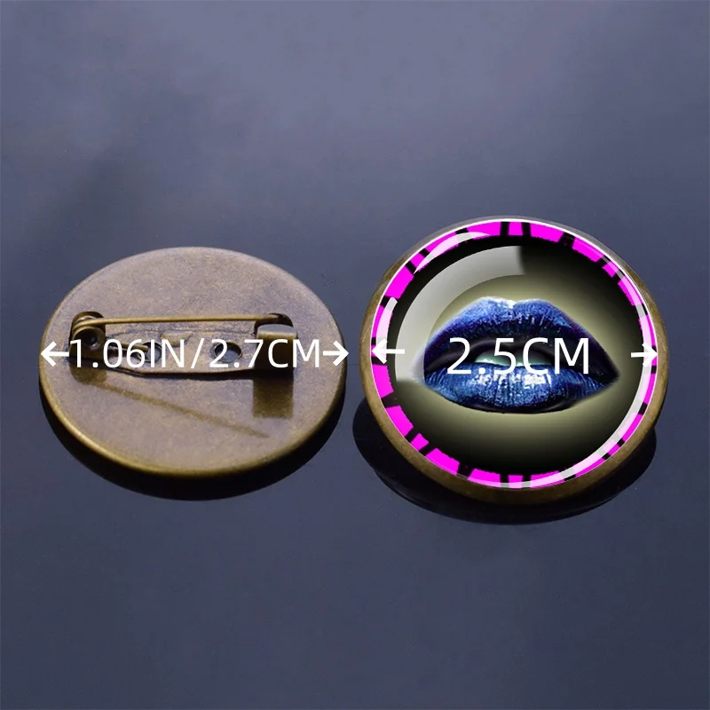 Lip Series Brooch Glass Convex Brooch Buckle Men's and Women's Clothing Accessories Sexy and Personalized Gift for Lovers