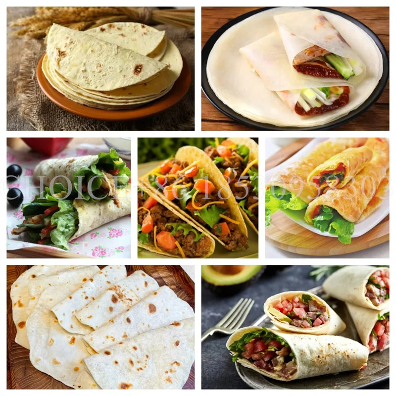 High Quality Soft Taco Burritos Flat Bread Making Machine Mexican Chicken Roll Spring Roll Sheet Double-Sided Heating Maker