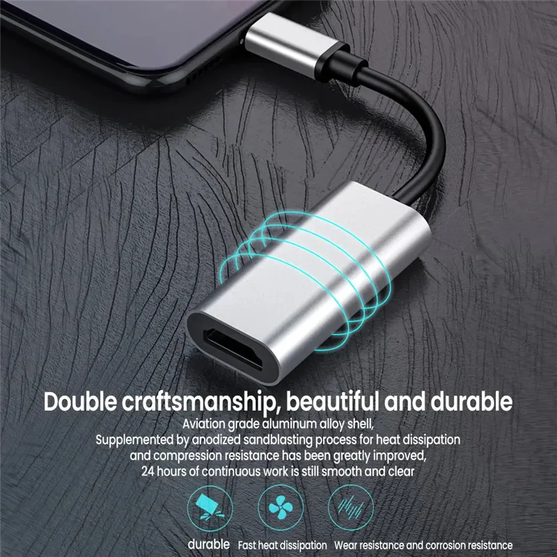 TYPE C to HDMI-Compatible 4K 60Hz Adapter USB C USB3.1 Male to HDTV Female Converter Cable for Laptop Tablet TV MacBook