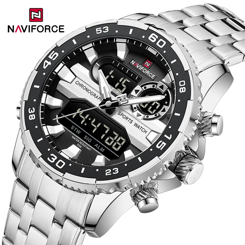 

Men's Watches NAVIFORCE Original Trend Brand LCD Display Analog Digital Quartz Man Clock 30m Waterproof Luminous Male Wristwatch