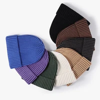 100% cotton winter hats for women and men unisex solid color knitting beanies autumn winter caps for women skullies - Image 3