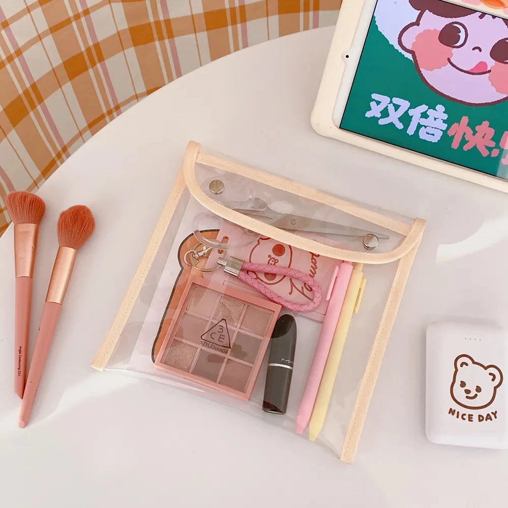 Koreanische Große Lagerung Klar PVC Transparent Kosmetik Tasche Student Bleistift Fall Wasserdicht Schöne Schreibwaren Lagerung Dokumente Beutel – Detail 5