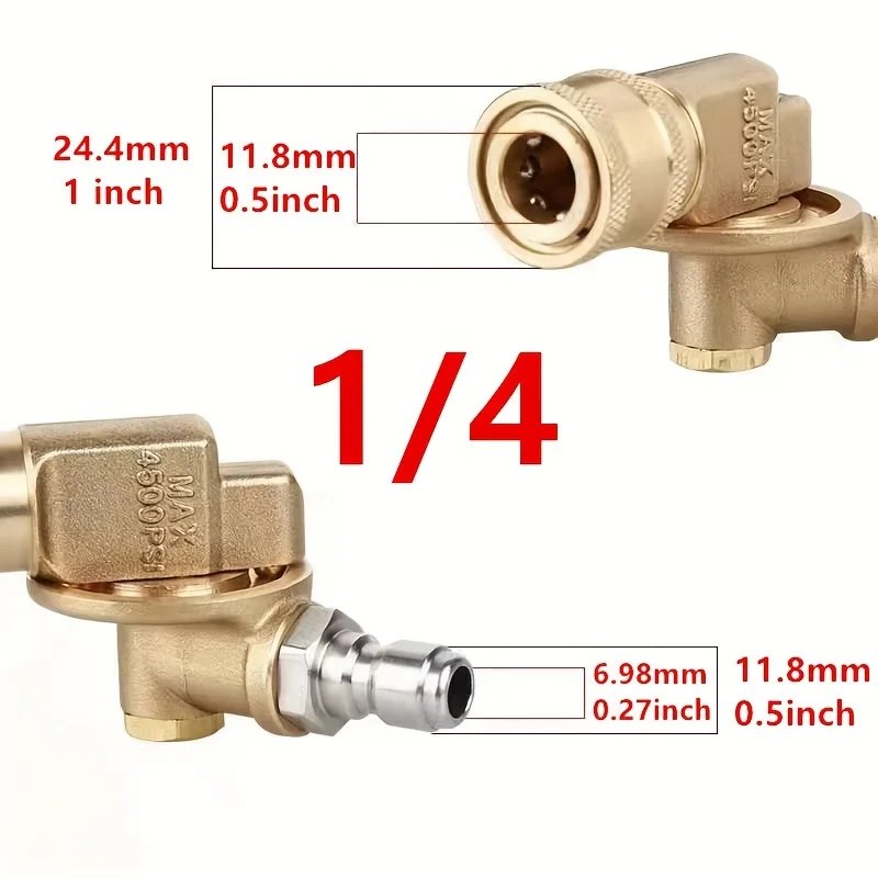 4500PSI High-Pressure Rotating Nozzle, 5 Adjustable Angles, Brass Quick Connect, 180° Rotation for Tight Spaces & Cleaning