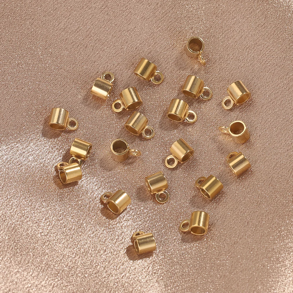 20pcs/lot Stainless Steel Hole 4mm Gold Round Charm Pendant Connectors Bracelet Beads Diy Earrings Bracelet Jewelry Findings