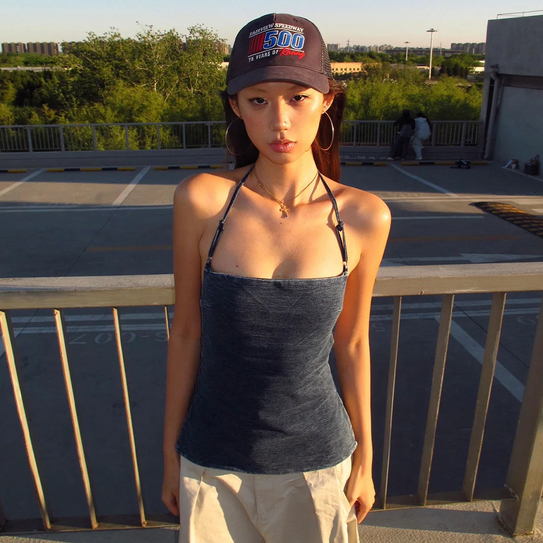 

Summer New Style Sexy Backless Slimming Strap Top Women's Fashionable Versatile Neck Hanging Bridesmaid High Waist Crop Top