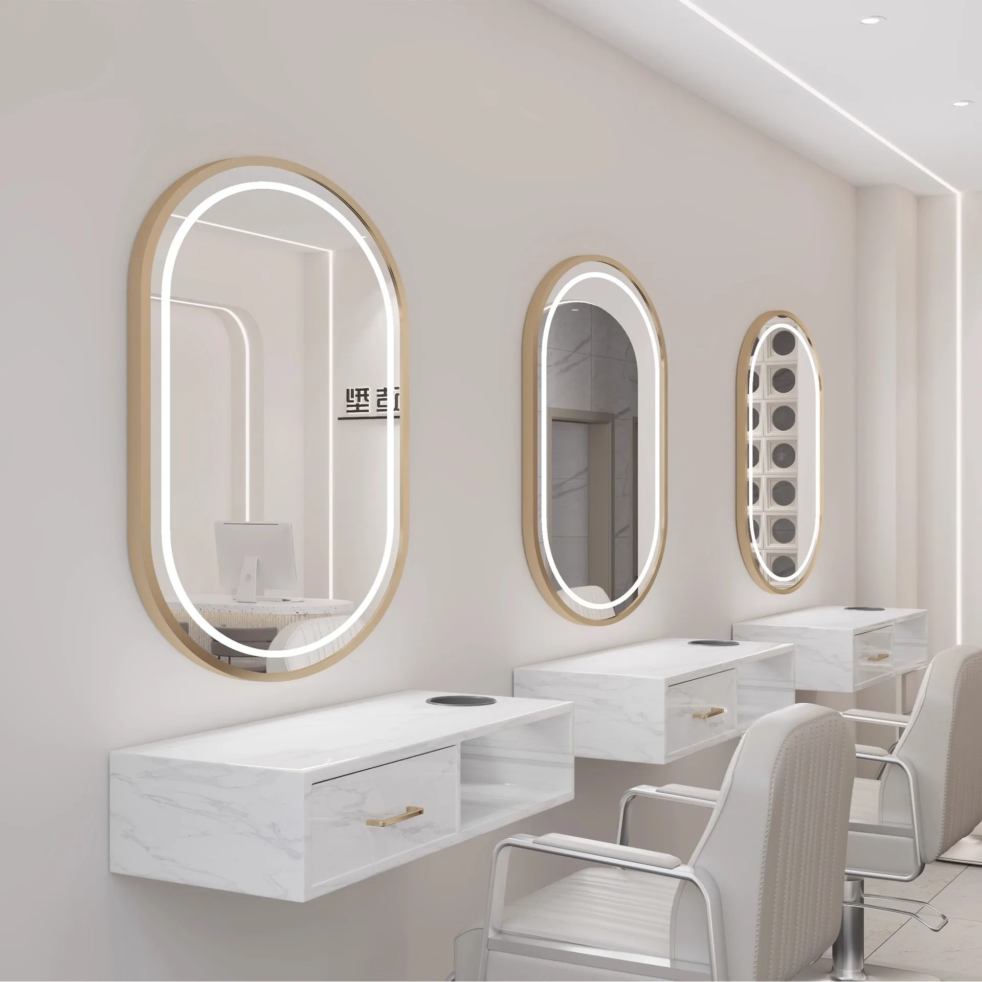 New barber shop beauty with lamp mirror integrated hair salon special perm and dyeing area Internet celebrity trendy store