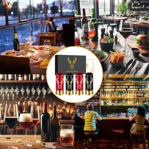 Hediye Kutusunda küçük Şarap Bardağı, Yaratıcı Geyik Kafası Deseni, Plastik, 12 GA, Shot Bardakları, gelin Partisi, Drinkware, 4 Adet Set plastikteki en büyük cam satışlarından 12'si-no. 5