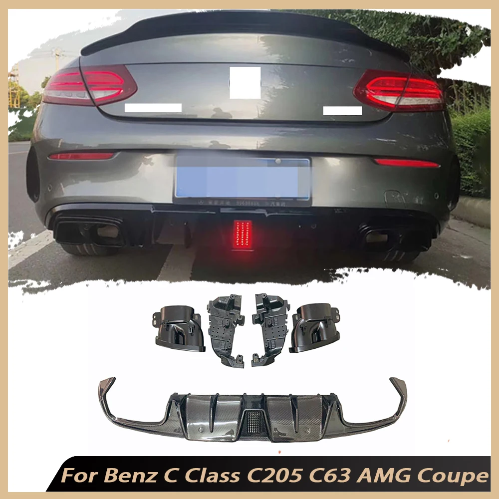 

Carbon Fiber Rear Bumper Lip Diffuser Exhaust Tips for Mercedes Benz C Class C205 C63 AMG Coupe 2015-2019 FRP Body Kits