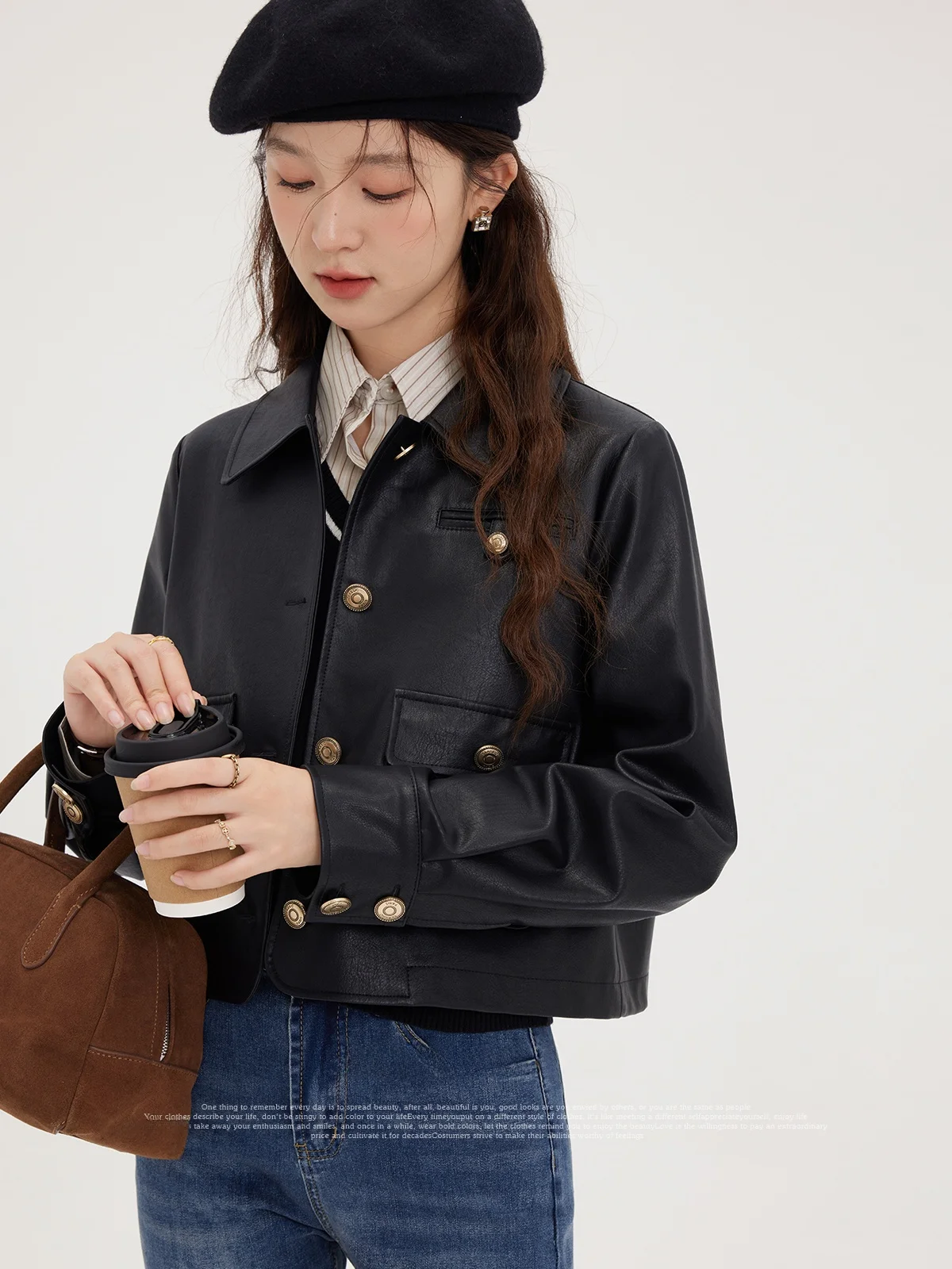 Sweet Cool Bla Biker Couro Jaet Feminino Casual Sle Outono Inverno Nova Chegada Commute Sle Or Comprimento Linha Única Mult...