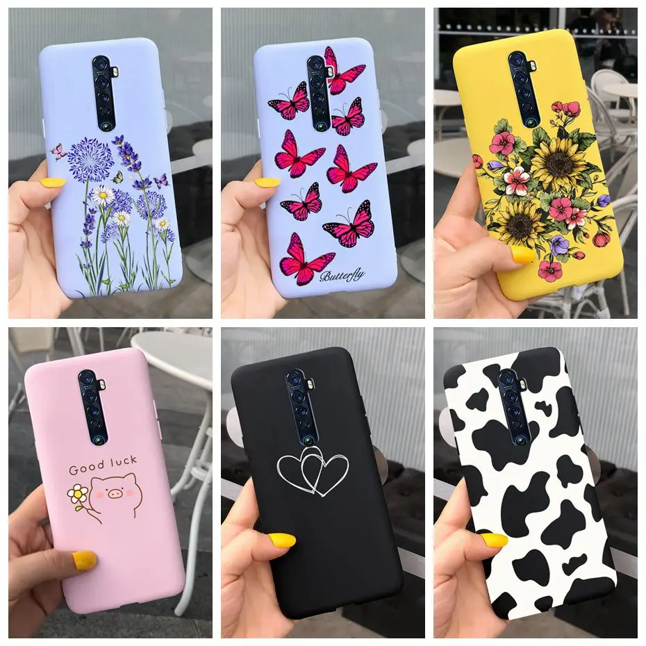 Cute Printed Phone Case For OPPO Reno2 Case Liquid Silicone Soft TPU Back Cover For Oppo Reno2 F / Z Reno 2 2F 2Z Cases Bumper