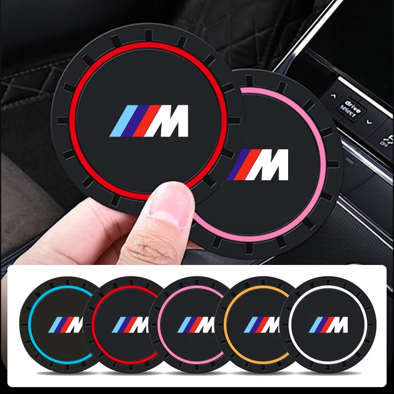 2PCS Car Coasters Water Cup Slots Non-Slip Mat Waterproof Cup Pad For BMW M Sports M1 M3 M4 M5 M6 E90 E60 F10 F30 E39 E36 F20 X6