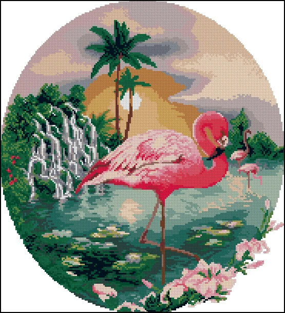 23-RC C-356 Tropical Flamingo 44-47 DIY Cross Stitch Kit Aida 14CT 14CT Canvas Fabric Embroidery Set Living Room Decor