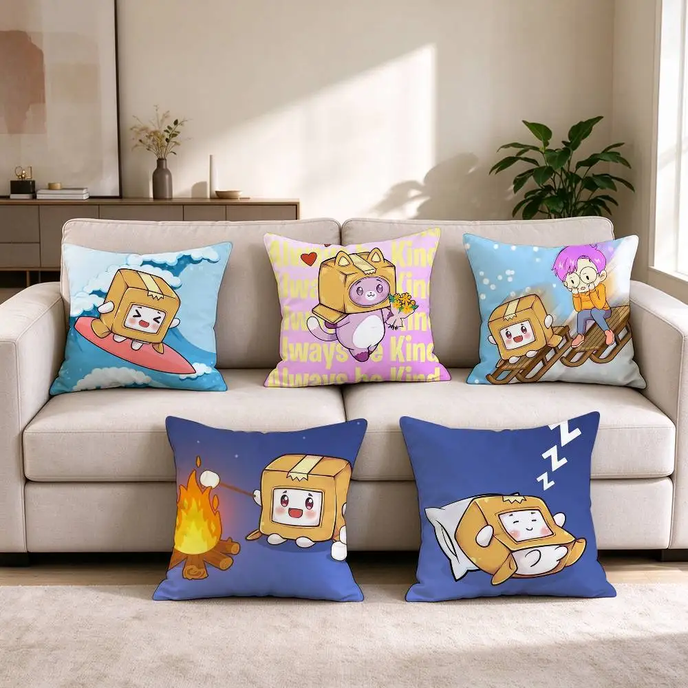 L-LankyBox Lovely Geometric Cartoon  Pillow Case Square Double-Sided Sofa Cushion Cover Bedroom Bedside Pillow