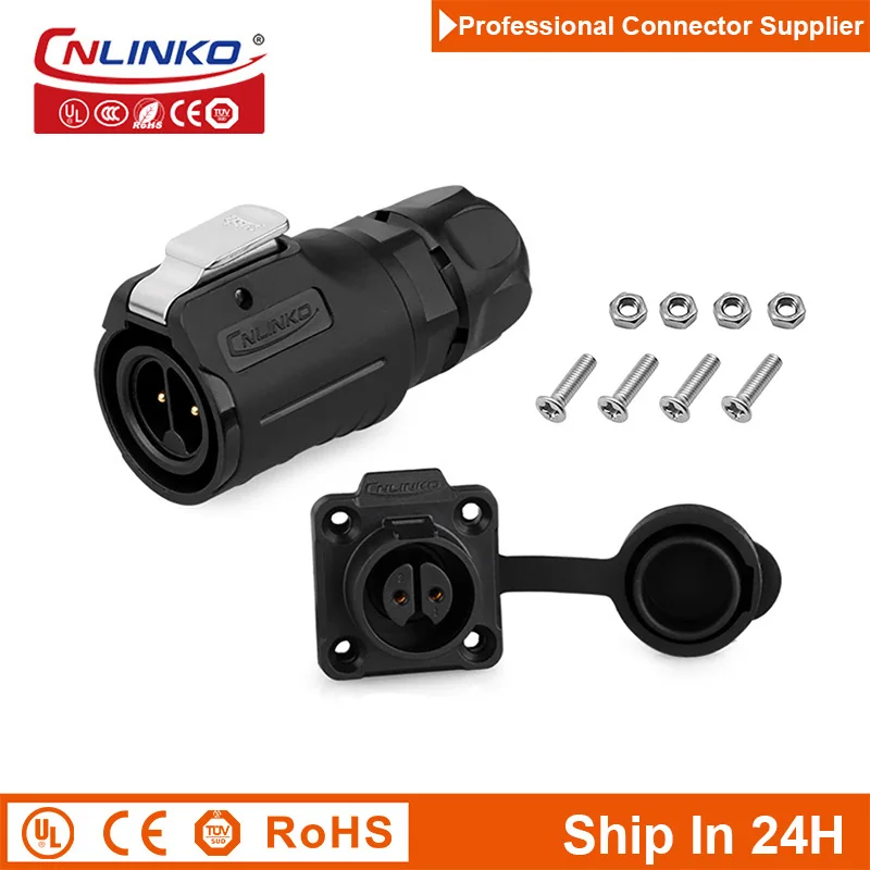 Cnlinko LP16 Plastic M16 2pin Waterproof Cable Connector Plug Socket Joint Wire Adapter for LED Display Screen Aviation Industry