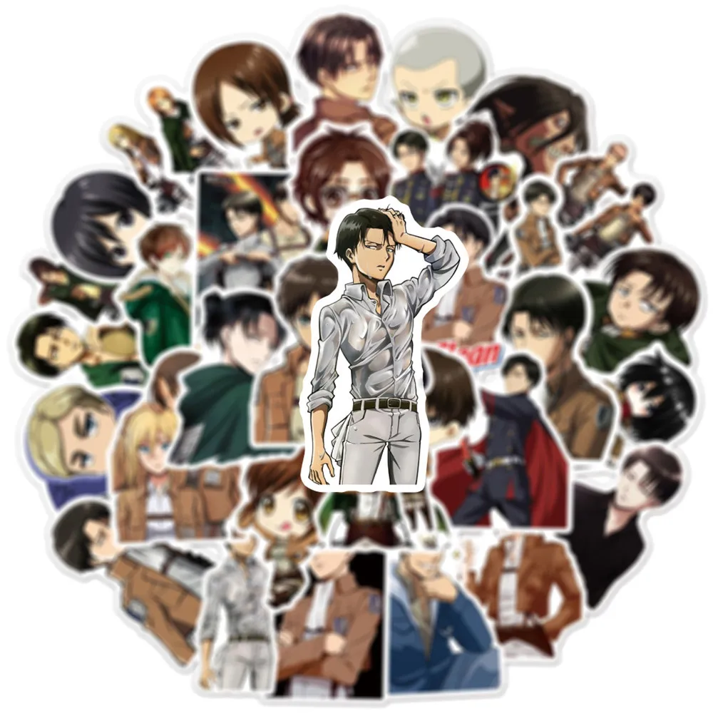 50PCS Cartoon Attack on Titan Anime Personality Graffiti Stickers Kids Toys Skateboard Motorcycle Water Cup Guitar Laptop Gifts
