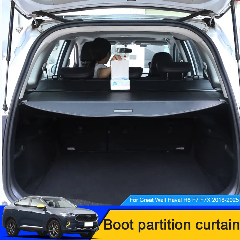 For Great Wall Haval H6 F7 F7X 2018-2025 Car Rear Trunk Curtain Cover Rear Rack Partition Shelter Interior Storage Accessories