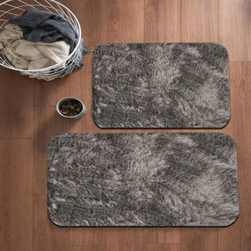 Else Carpet Else Brown Decorative Acrylic Faux Lamb Fur 2'li Bathroom Toilet Seat Mat Pad Post Plush Carpet