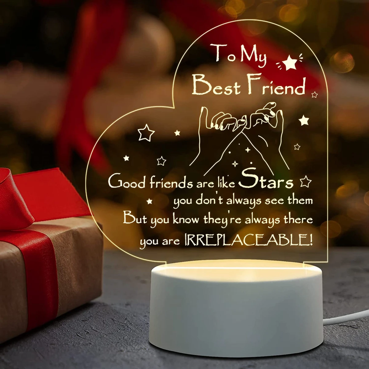 1pc Friendship Gifts For Women Friends Engraved Night Light Bestie Friends Female, Friendship Lamp Present For Birthday Chrismas