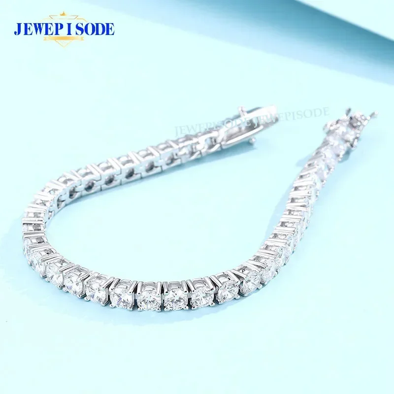 D Color VVS1 Moissanite Tennis Bracelet S925 Sterling Silver Plated 18k White Gold with GRA Link Chain Bracelets for Women Men