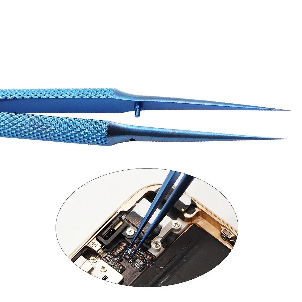 Titanium Alloy Tweezers Professional Maintenance Tool 0.15mm Edge Precision Fingerprint Tweezers