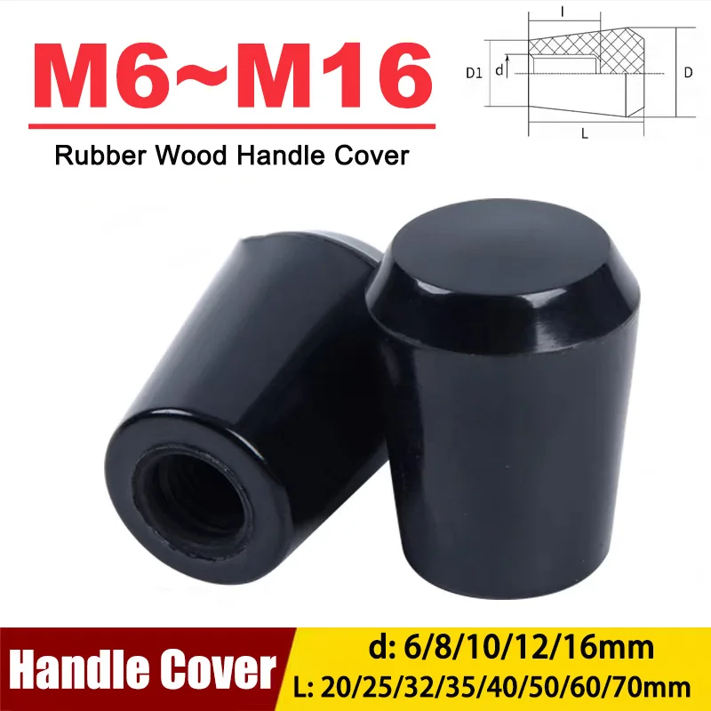 

1pcs Rubber Wood Handle Cover M6 M8 M10 M12 M16 Rubber Flat Handle Cover/Long Handle Cover/Oval Handle Cover Black/Red