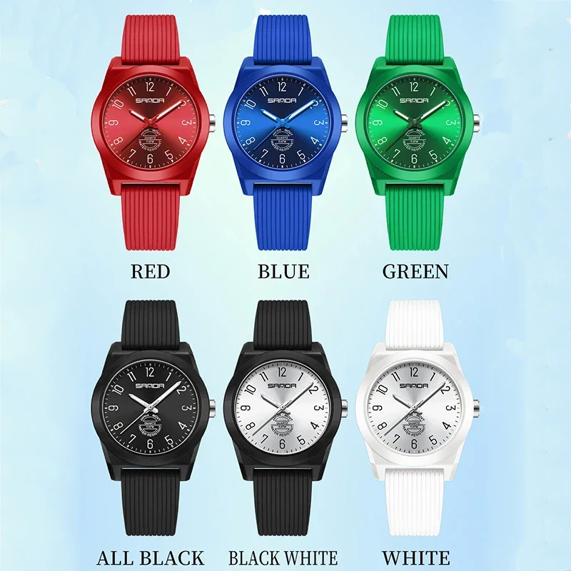 SANDA New Fashion Women's Quartz Watch Student Arabic Numeral Dial Sport Waterproof Clock Boy Girl Casual Simple Wristwatch Gift