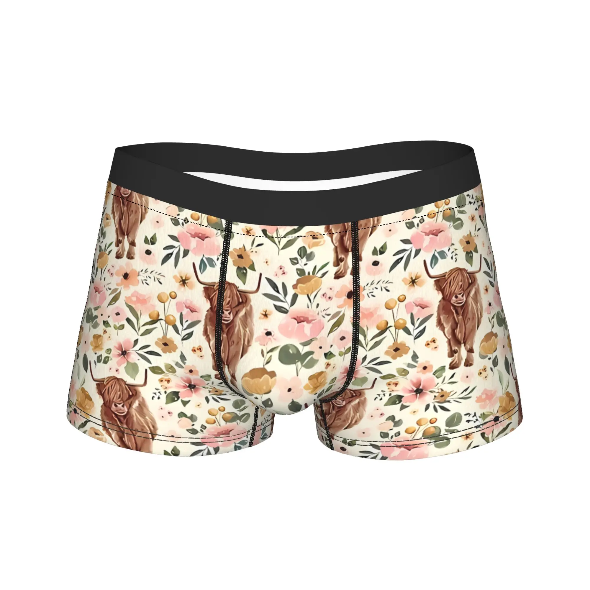 

Мужские дышащие трусы-боксеры Highland Cow, эластичное нижнее белье со стильным принтом, удобная повседневная одежда для ежедневного ношения