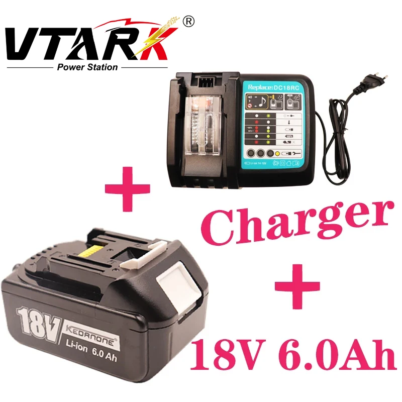 

WIth Charger BL1860 Rechargeable Battery 18 V 6000mAh Lithium Ion for Makita 18v Battery 6ah BL1840 BL1850 BL1830 BL1860B LXT400