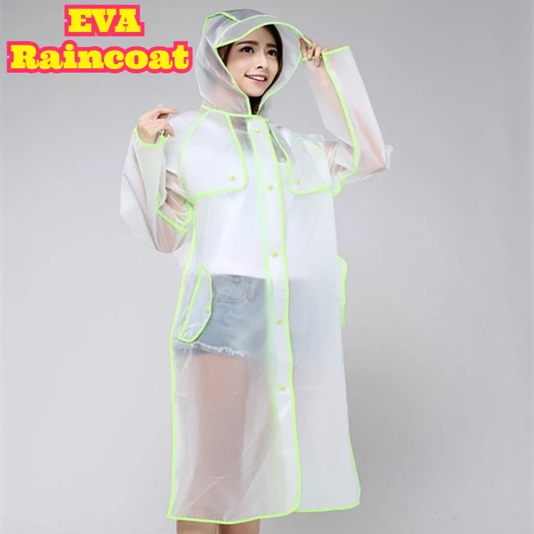 Unisex Adult Frosted EVA Raincoat Korean Fashion Trench Coat Backpack Compatible Waterproof Windproof Electric Poncho Outdoor