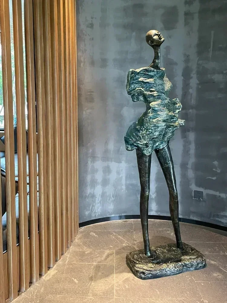 

Abstract Art Figure Wind Girl Floor-Standing Decorations Sculpture Hotel FRP OrnamentsHY