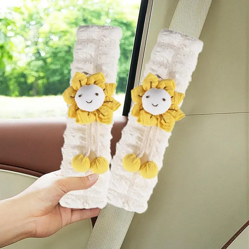 Car Seat Belt Shoulder Cover Cartoon Cute Cotton wool Extended Seat Belt Protective Cover Car Interior Accessories  Decorations