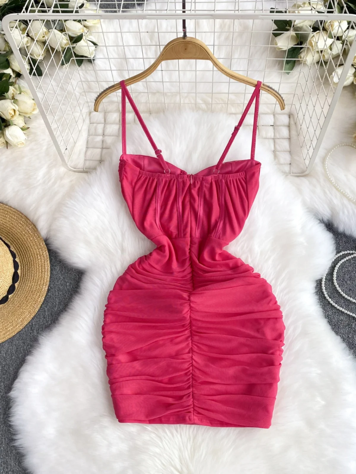 Ele Godd Sle Strapl Moulante Dr Été 2024 Nouvelle Jupe ort d'anniversaire Spicy Girl A-Line Midi Dr Commute Corée...