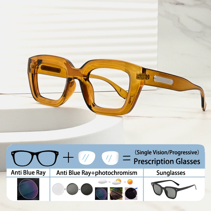 

Brand Design Square Thick Frame Reading Glasses Men Myopia Optical Prescription Presbyopia Anti Blue Light Astigmatism Eyewear