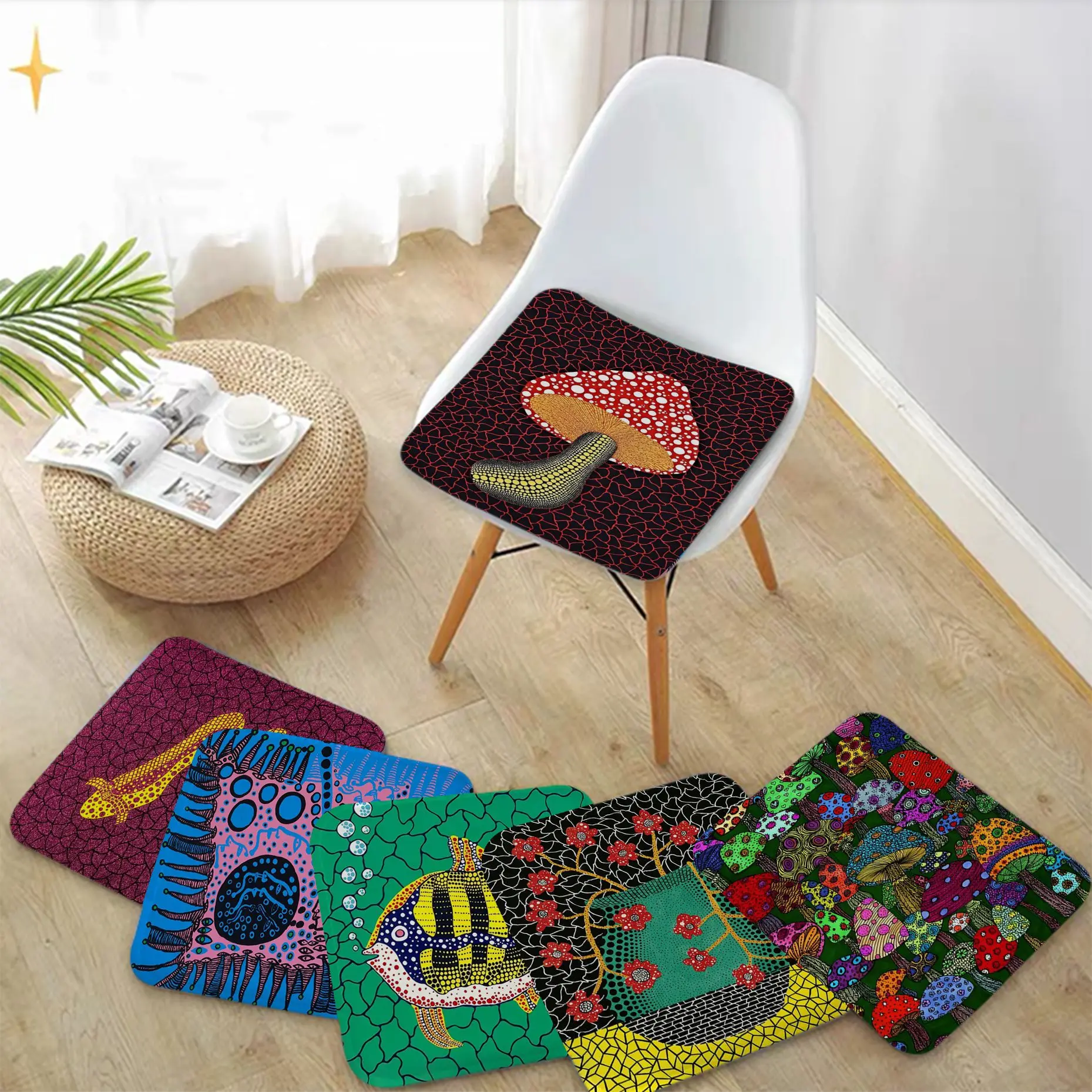 

Yayoi Kusama Modern Minimalist Style Dining Chair Cushion Circular Decoration Seat For Office Desk Sofa Decor Tatami