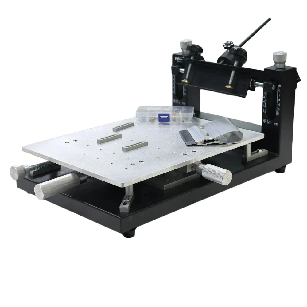 PUHUI manual PCB printing table 300*400MM desktop solder paste printing machine, SMT steel mesh desktop screen printing