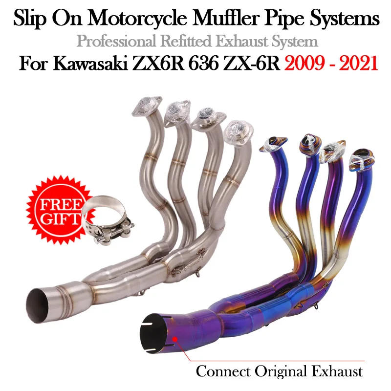 

Slip-On For KAWASAKI ZX6R 636 ZX-6R ZX 6R 2009 - 2021 Motorcycle Exhaust System Modify Muffler Escape Front Connect Link Pipe