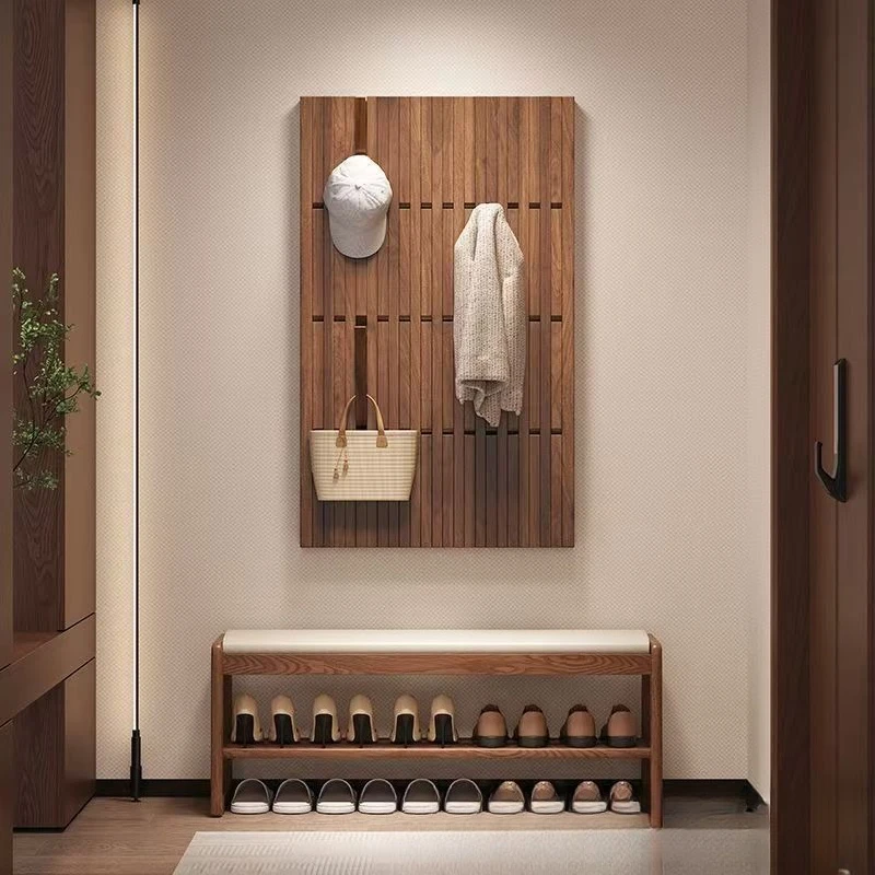 Wall hook storage rack Hanging hanger behind entrance door Old elm piano key hook