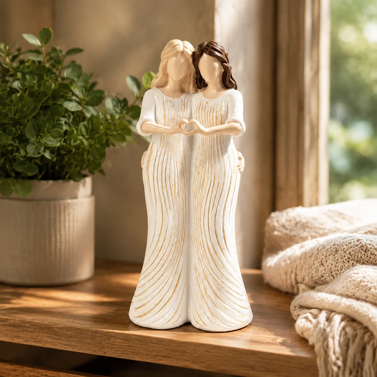 Decorative Angel Sisters Figurine Hand Painted for Home Decor Friendship Gift Eco-Friendly Resin Statue Ornament Art Piece