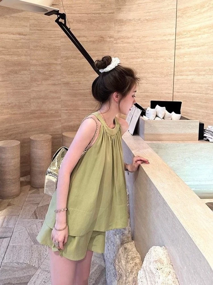 Conjuntos curtos com ombro de fora para mulheres, 2 peças, cor sólida, soltos, casuais, novos recursos de kit elegante combinando