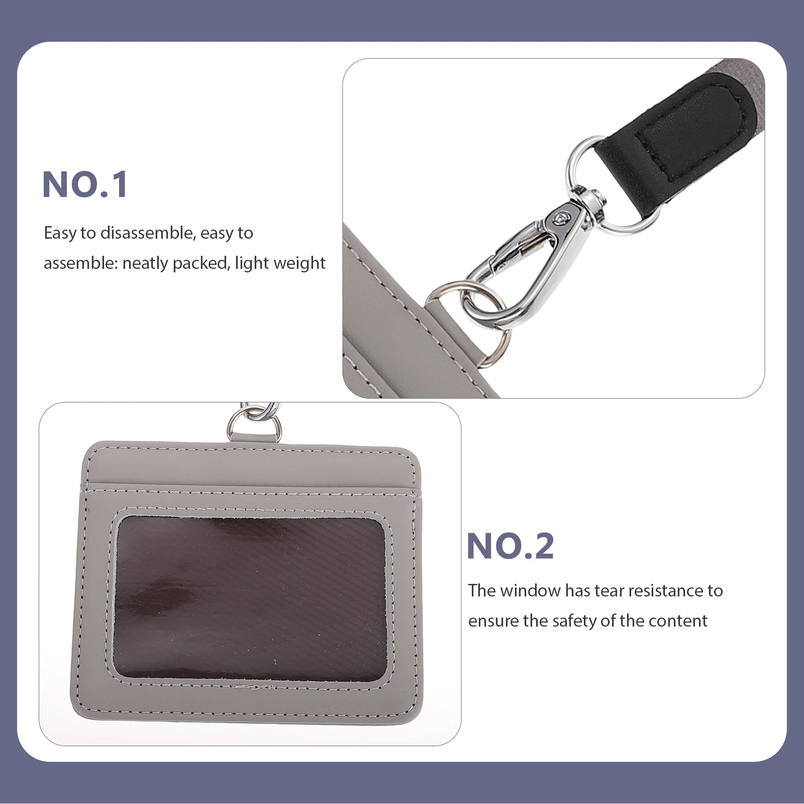 

PU ID Badge Holder Lightweight Portable Cards Case for Staff Students Volunteers Lanyard Included Protects ID Cards Premium